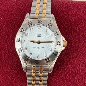 Vintage Givenchy Paris Watch 2 Tone Gold and Silver Swiss Movement